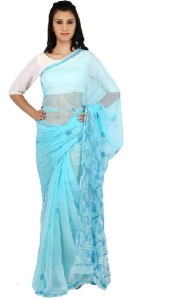 Georgette Embroidered Saree 02