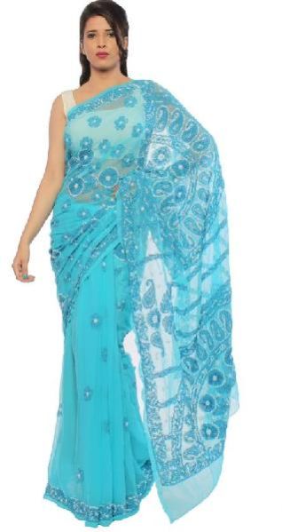 Georgette Embroidered Saree 04