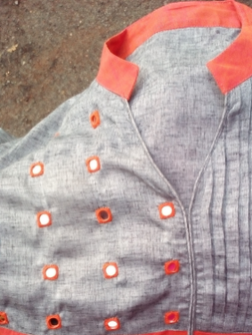 Fabric Mirror Work (GS/J/3004  - Medium Size  Square Mirror)