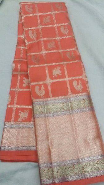 Pure Kanjeevaram Zari Silk And Organza Saree 05