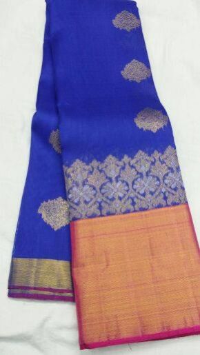 Pure Kanjeevaram Zari Silk And Organza Saree 13