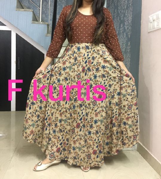 F Kurti Floral Long Gown
