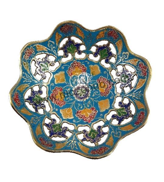 Sky Blue Brass Fruit Baskets