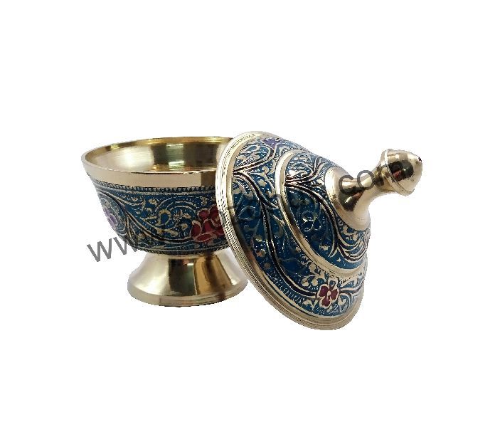 Sky Blue Brass Dome Pot