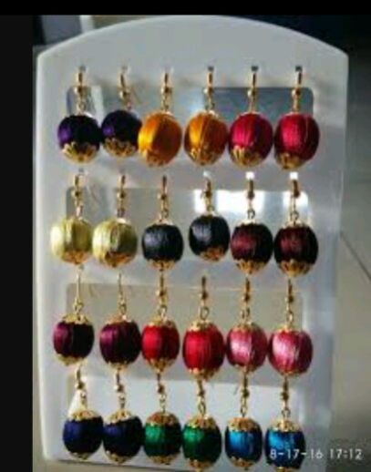 Handmade Silk Thread Earrings 01