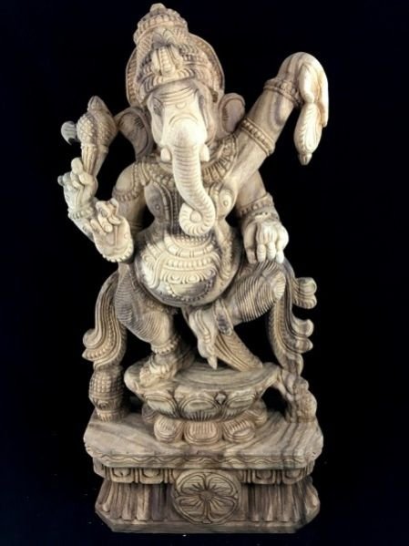 Dancing Ganesha Wooden Statue