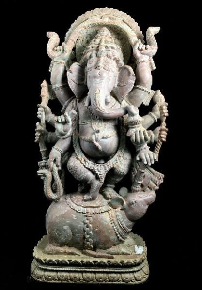 Ganesha Dancing On Mushak with 10 Hands