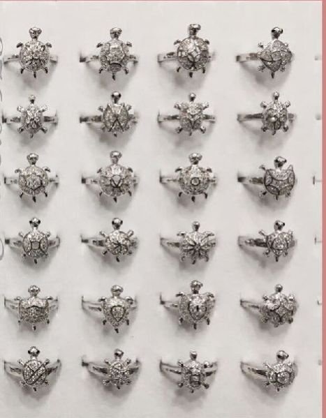 Silver Couple CZ Tortoise Ring 02