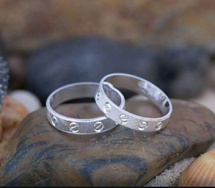 Silver Couple Ledger Cutting  Ring 08
