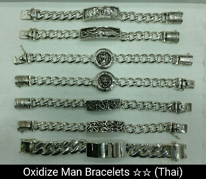Silver Gents Oxidised Bracelet 03