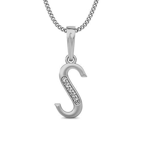 Silver Ladies CZ Alphabet Pendant 01