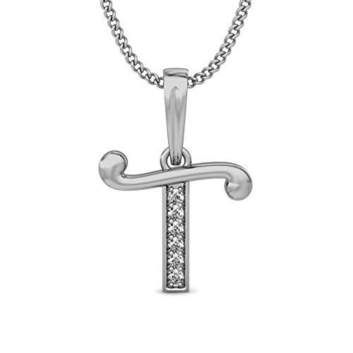 Silver Ladies CZ Alphabet Pendant 03