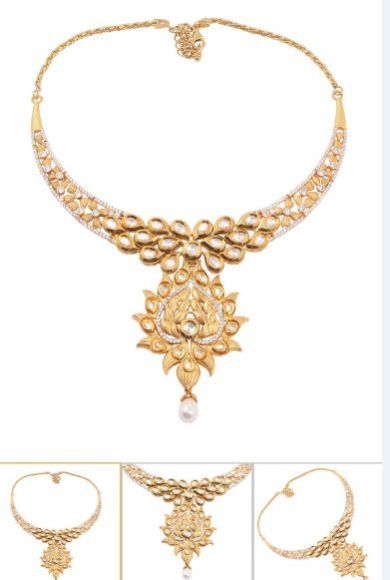 Silver Ladies CZ Matte Gold Finish Necklace 05