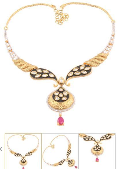 Silver Ladies CZ Matte Gold Finish Necklace 07