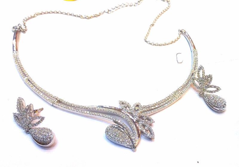 Silver Ladies CZ Necklace Set 01