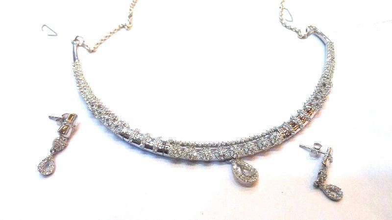 Silver Ladies CZ Necklace Set 03