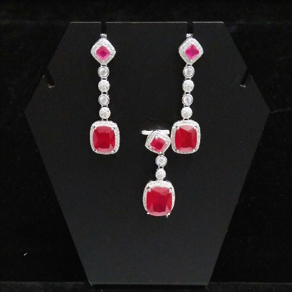 Silver Ladies CZ Pendant Set 01