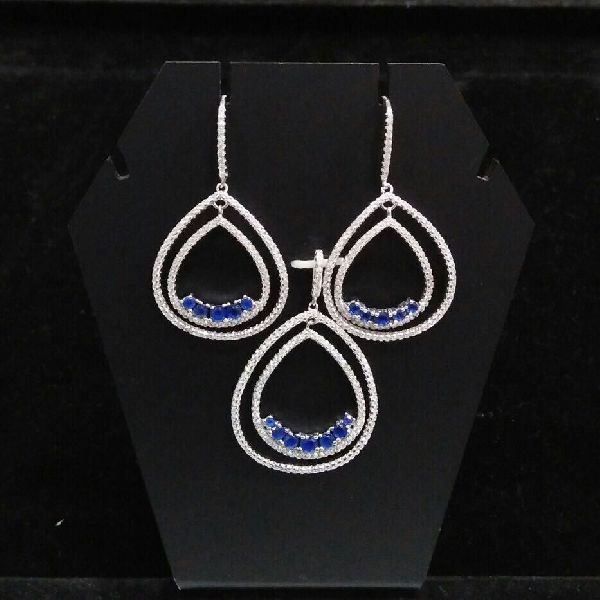 Silver Ladies CZ Pendant Set 08