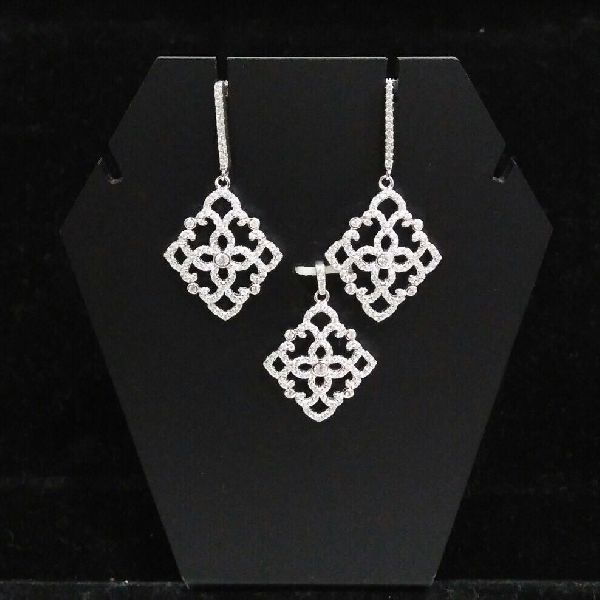 Silver Ladies CZ Pendant Set 10