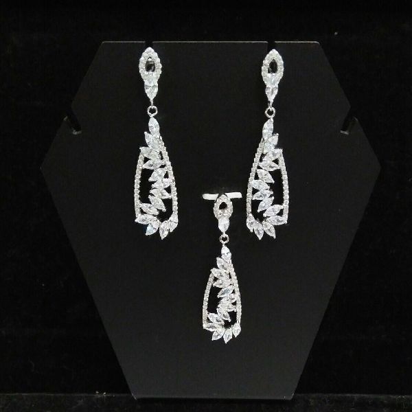 Silver Ladies CZ Pendant Set 12