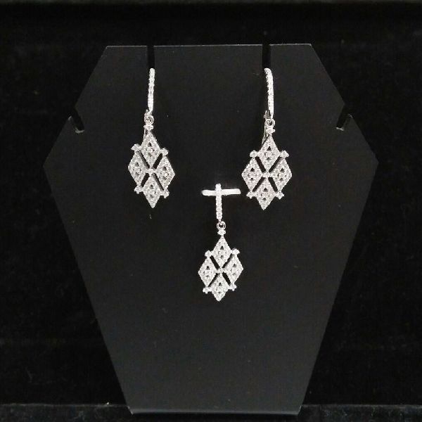 Silver Ladies CZ Pendant Set 15