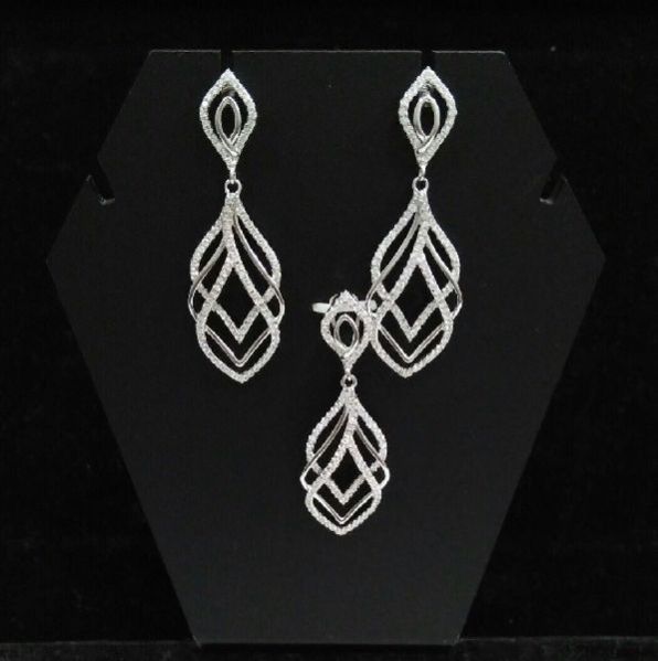 Silver Ladies CZ Pendant Set 18