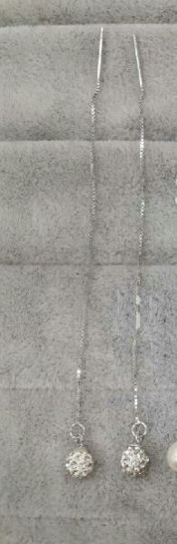 Silver Ladies CZ Sui Dhaga Earring 04