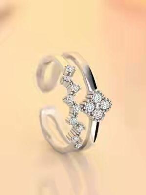 Silver Ladies CZech Adjustable Ring 02