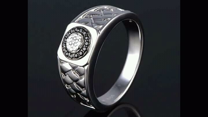 Silver Gents CZ Ring 06