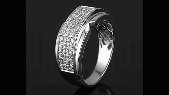 Silver Gents CZ Ring 07