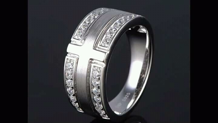 Silver Gents CZ Ring 08