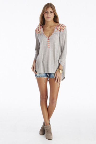 Cotton Blended Knitted Top With Contrast Computer Embroidery And Bugle Bead Work 01