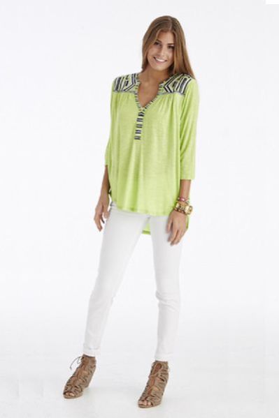 Cotton Blended Knitted Top With Contrast Computer Embroidery And Bugle Bead Work 02