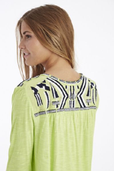 Cotton Blended Knitted Top With Contrast Computer Embroidery And Bugle Bead Work 03