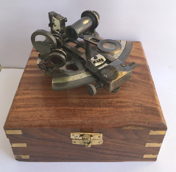 Brass Sextant With Wooden Box 01