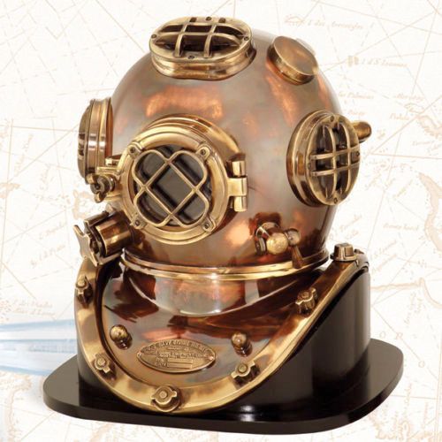 Diving Diver Helmet With Wooden Base 01
