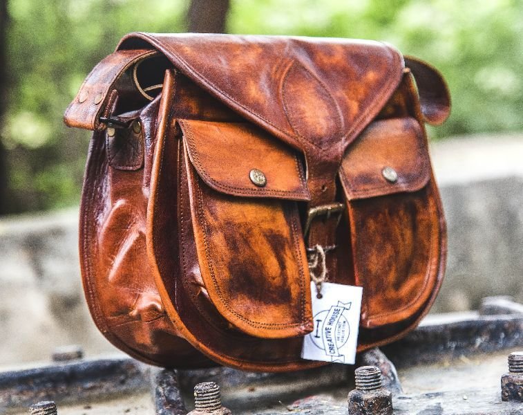 Leather Round Satchel Bag 01