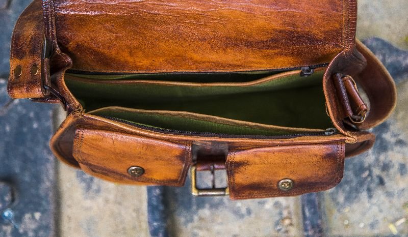 Leather Round Satchel Bag 02