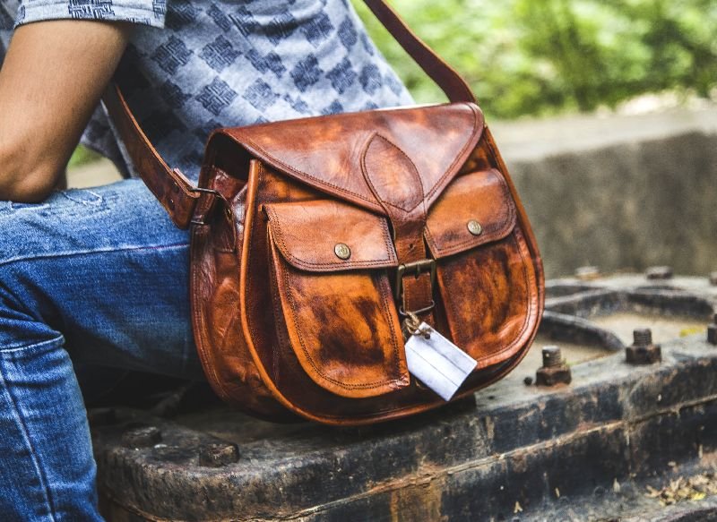 Leather Round Satchel Bag 03
