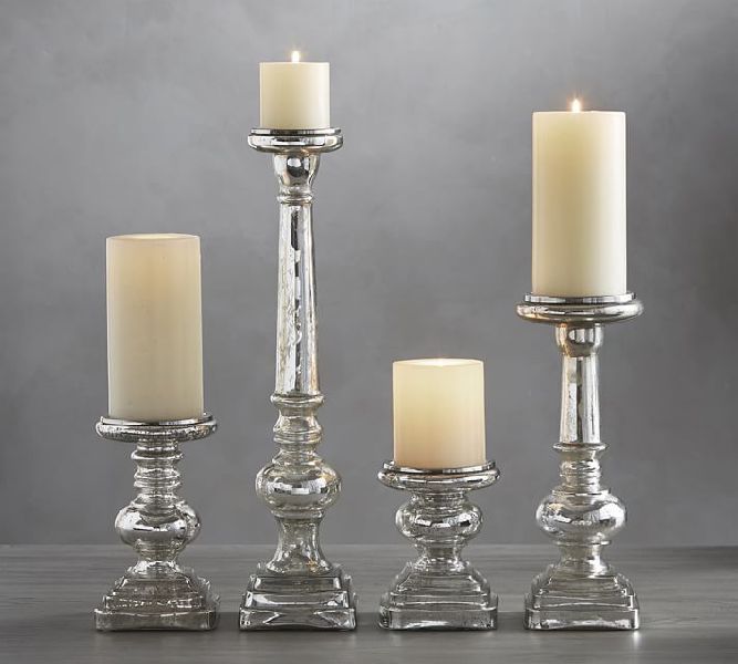 Antique Mercury Glass Pillar Holder