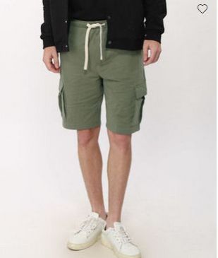 Army Green Fleece Cargo Pocket Shorts