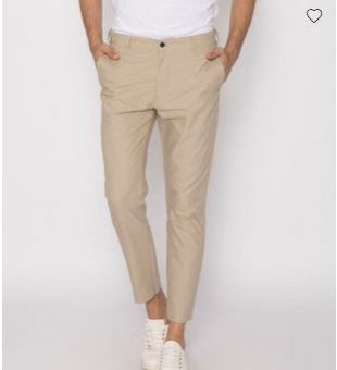 French Beige Slim Oxford Pants