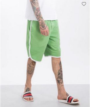 Greenery-White Runner Fleece Shorts