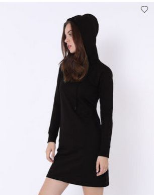 Jet Black Fleece Hoodie Dress