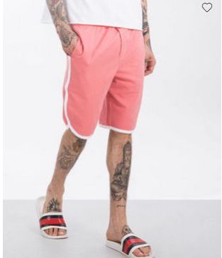Millennial Pink-White Runner Fleece Shorts