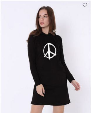 Peace Symbol Fleece Hoodie Dress