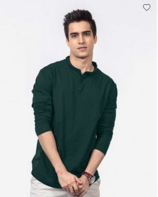 Pine Green Henley Full Sleeve T-Shirt