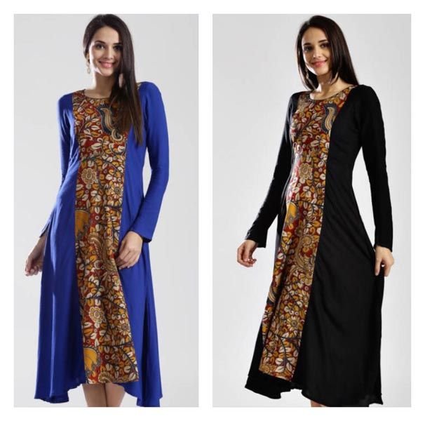 Kalamkari Fusion Wear Long Dress