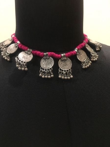 Oxidized Silver Choker Necklace 03