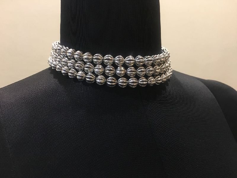 Oxidized Silver Choker Necklace 05